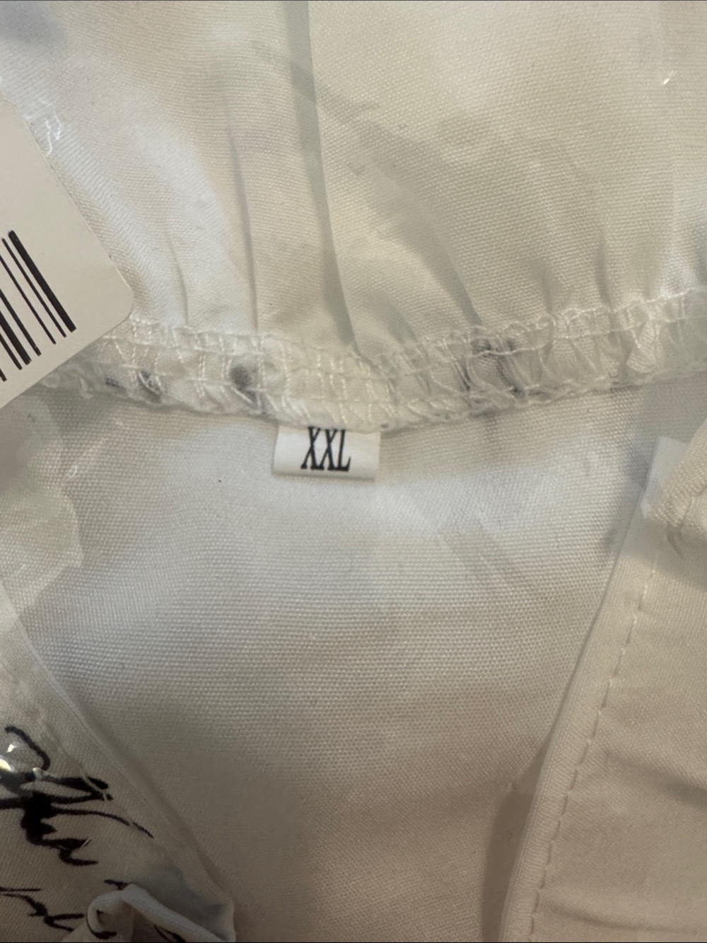 Women’s White Script Ruffle Button-Up Blouse - Picture 5 of 5